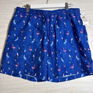 NWT Club Room brand men's blue flamingo print swim trunks Sz Med